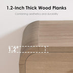 59" Sideboard Buffet Cabinet with Storage, Curved Sideboard Cabinet with Drawers ＆ Adjustable Shelves, Coffee Bar Console Table for Kitchen, Entryway (Natural Oak)