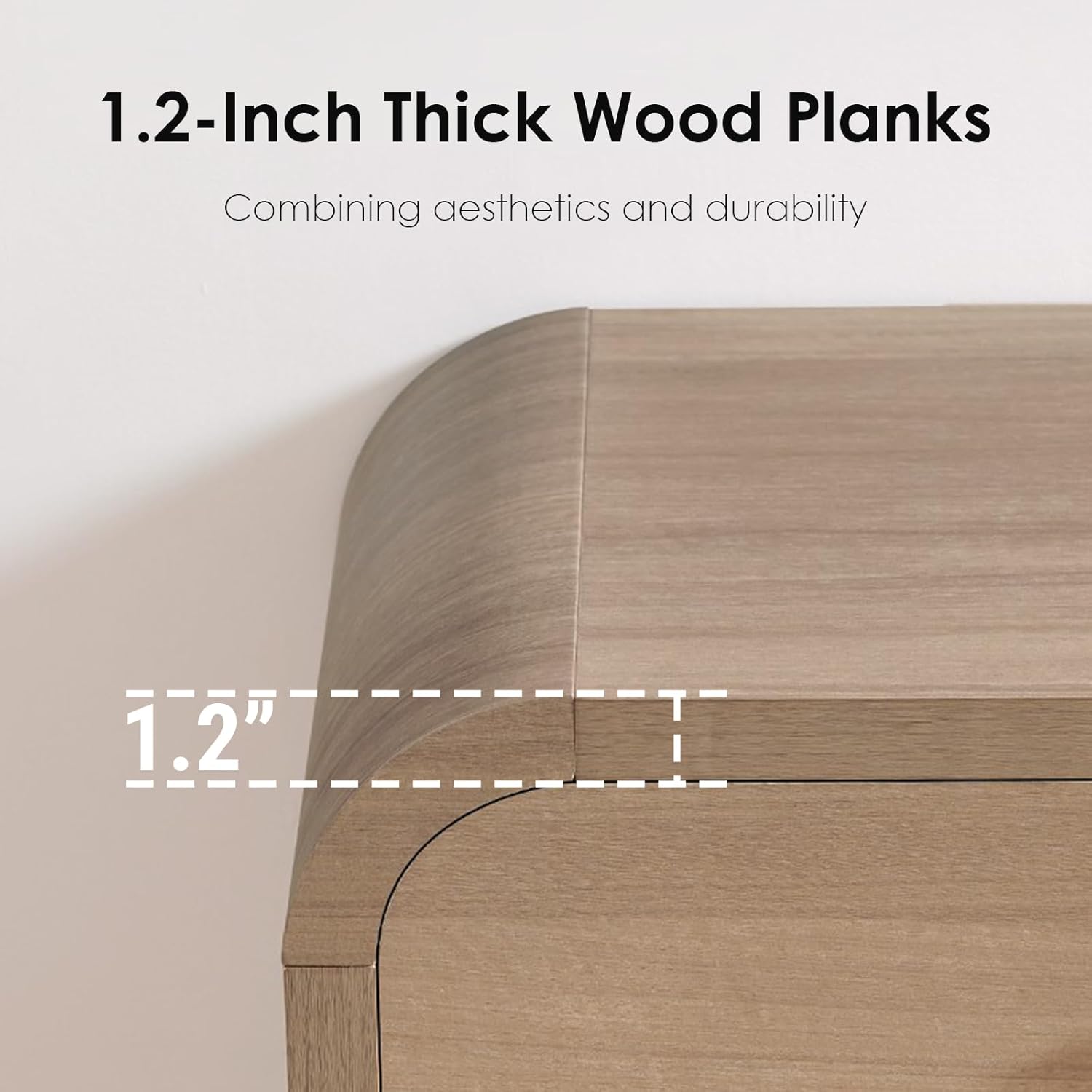 59" Sideboard Buffet Cabinet with Storage, Curved Sideboard Cabinet with Drawers ＆ Adjustable Shelves, Coffee Bar Console Table for Kitchen, Entryway (Natural Oak)