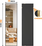 TRAHOME Full Length Floor Mirror 56"x15", Standing Mirror with Aluminum Frame, Large Body Mirror for Bedroom, Living Room and Bathroom, Black