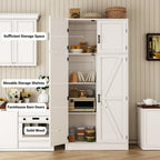 Unikito 71” Tall Storage Cabinet, Large Farmhouse Kitchen Pantry Storage Cabinet with Adjustable Shelves and Barn Doors, Versatile Storage Cupboard for Dinning Room, Bathroom, Living Room, White