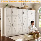 Unikito 71” Tall Storage Cabinet, Large Farmhouse Kitchen Pantry Storage Cabinet with Adjustable Shelves and Barn Doors, Versatile Storage Cupboard for Dinning Room, Bathroom, Living Room, White