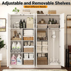 Unikito 71” Tall Storage Cabinet, Large Farmhouse Kitchen Pantry Storage Cabinet with Adjustable Shelves and Barn Doors, Versatile Storage Cupboard for Dinning Room, Bathroom, Living Room, White